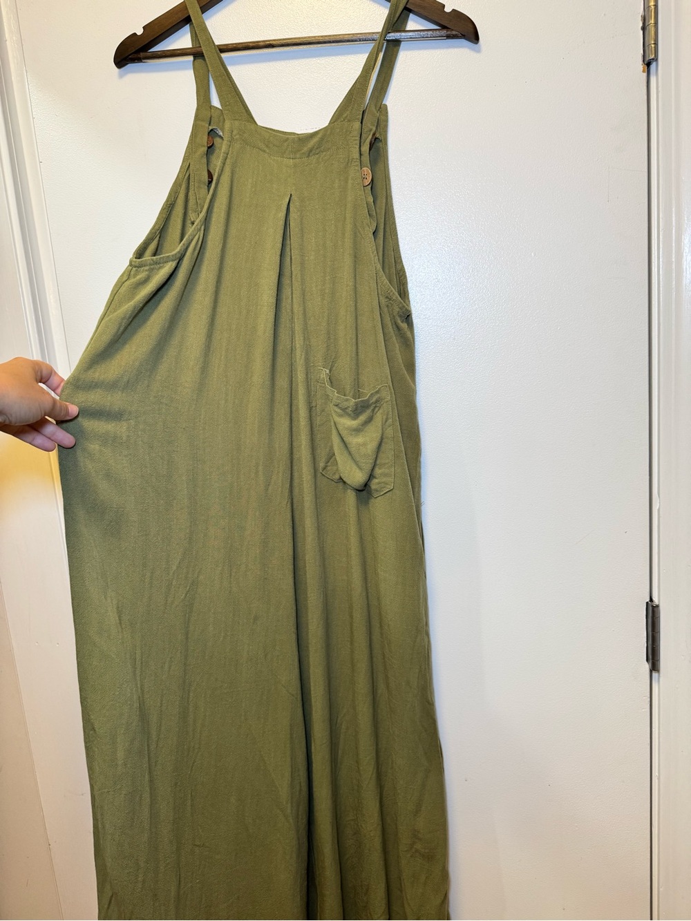 Casual Olive Wide-Leg Jumpsuit with Pockets - Picture 5 of 12